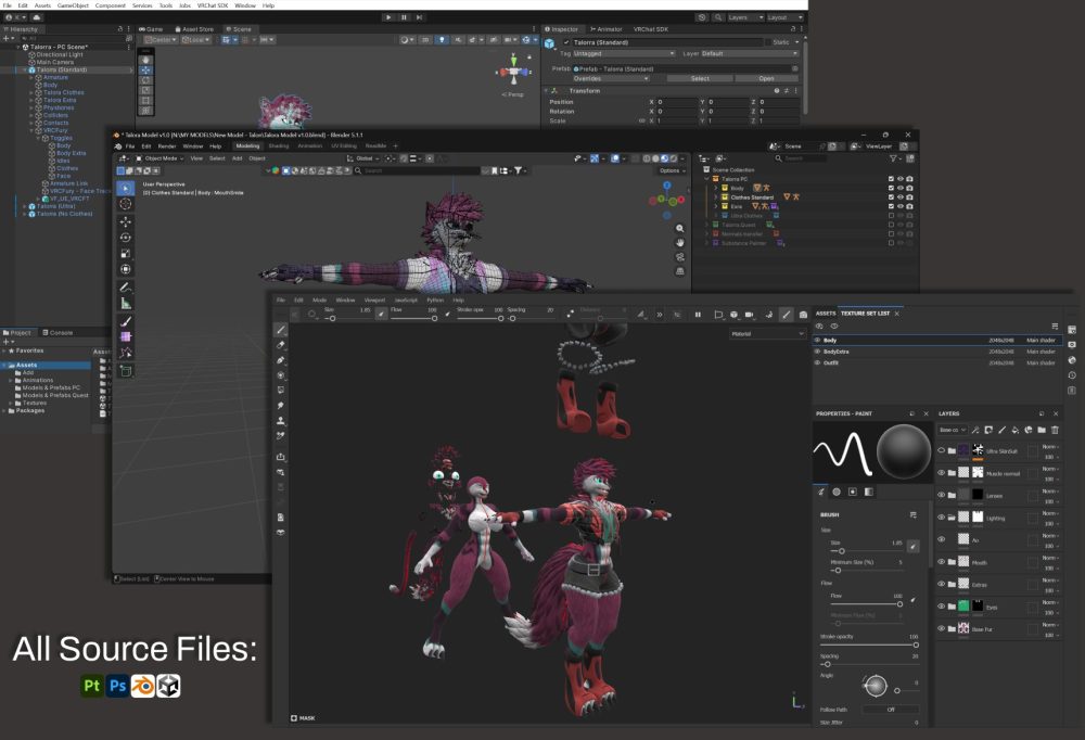 Tallora - Cat / Raptor Hybrid [VRChat Avatar for PC/Quest] - Ferune